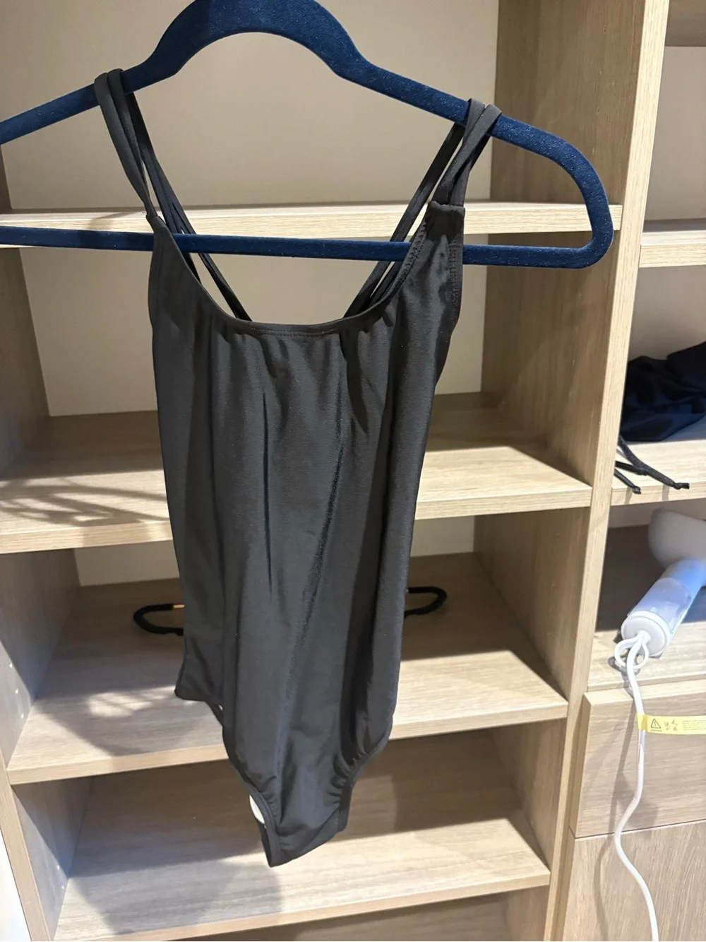 Kids Black One-Piece Swimsuit with Double Straps